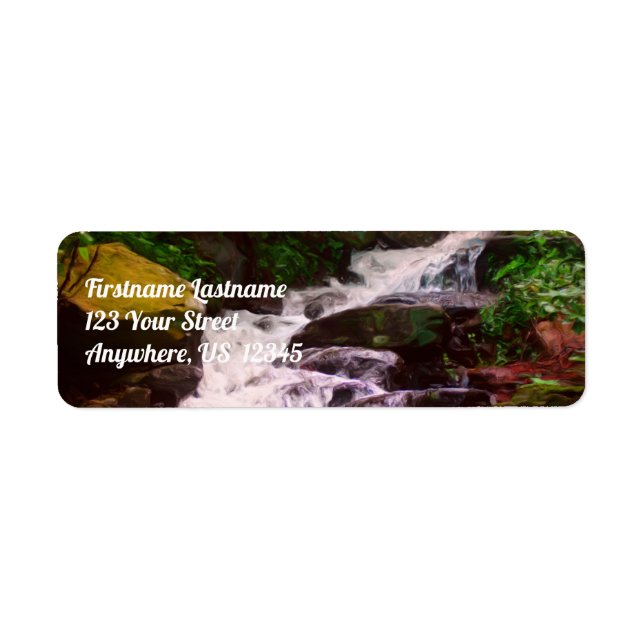 Étiquette Petite chute d'eau de bois Adresse de peinture d'h (Devant)