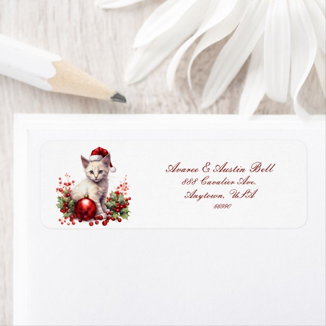 Étiquette Petits Chatons Habillés Pour Noël (En situation)