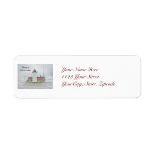 Étiquette Phare dans le Joyeux Noël de neige