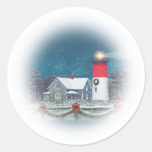 Étiquette phare de Noël Nauset
