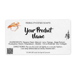 Étiquette *~* Phoenix Corps crème visage Soap de bain QR