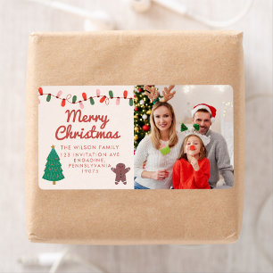 Étiquette Photo de famille de Noël Joyeux Noël Adresses