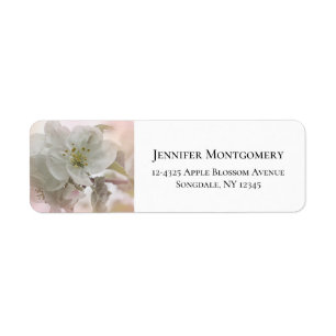Étiquette Photo en fleurs de pomme blanche