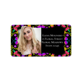 Étiquette Photo Florale mexicaine et adresse