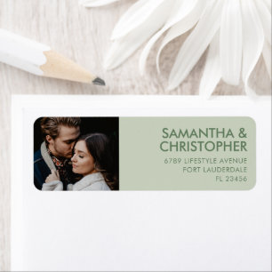 Étiquette Photo Sage Green Mariage Adresse de retour Label