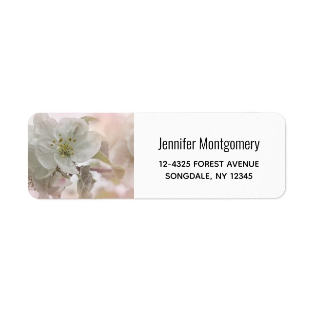 Étiquette Photographie de la Fleur de Pommier Blanche (Devant)