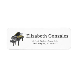 Étiquette Piano à queue illustration élégante aquarelle