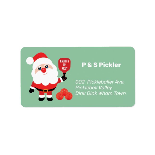 Étiquette Pickleball 🎅 Père Noël adresse ou retour (Devant)