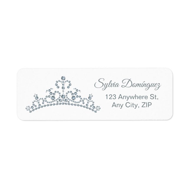 Étiquette Pierres bleues Tiara Quinceanera (Devant)