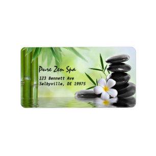 Étiquette Pierres Zen Bambou personnalisées Plumeria d'eau