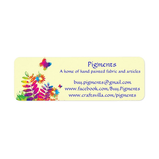 Étiquette Pigments-Adresse de retour/étiquettes de produit - (Devant)