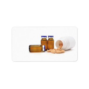 Étiquette pilules et bouteilles de médecine