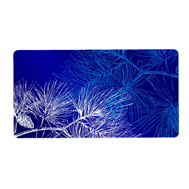 Étiquette Pin d'hiver bleu et blanc (Devant)