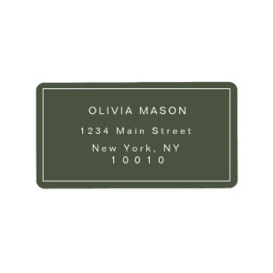 Étiquette Pine Green Simple Modern Return Adresse Label