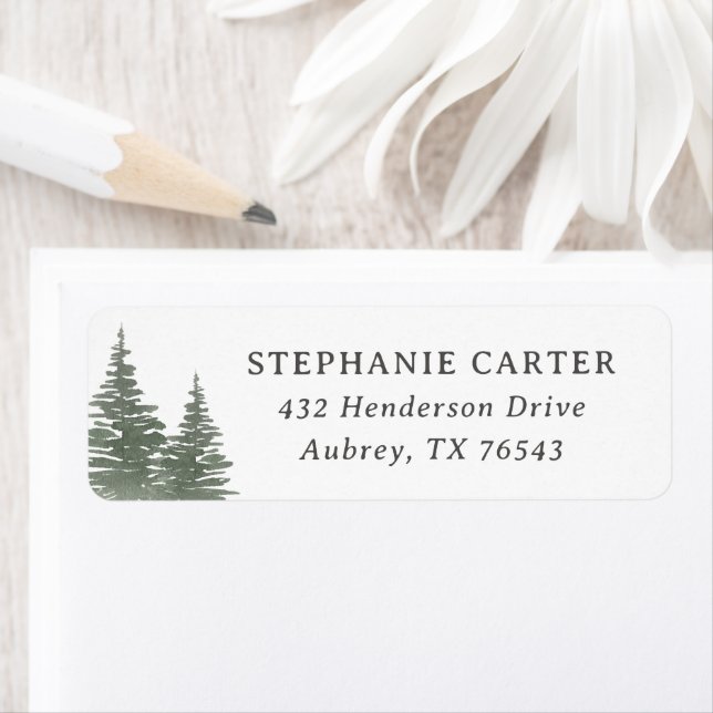 Étiquette Pine Tree Mountain Baby shower Adresse de retour (En situation)