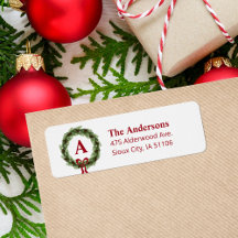 Pine Wareath Monogram Holiday Adresse de retour