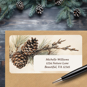 Étiquette Pinecones rustiques Pine Cone Woodland Adresse