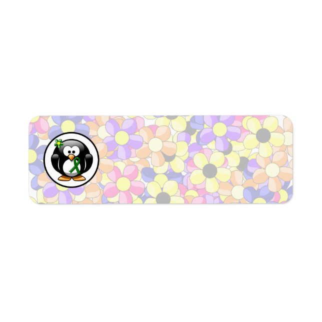 Étiquette Pingouin à ruban pour la sensibilisation verte (Devant)