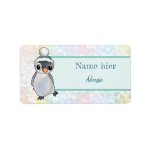 Étiquette Pingouin avec casque