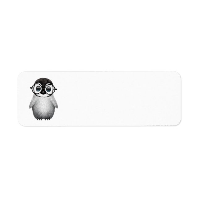 Étiquette Pingouin de bébé mignon portant des lunettes d'oei (Devant)
