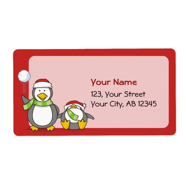 Étiquette Pingouins de Noël (Devant)
