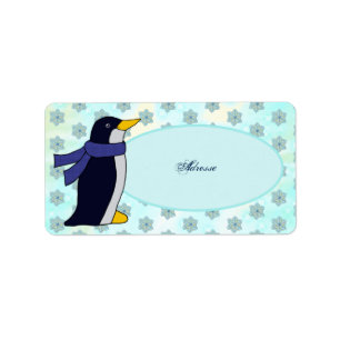 Étiquette Pinguin mit Schal Adressaufkleber