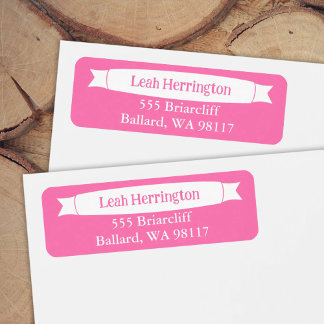 Étiquette Pink Address Label with Decorative Banner