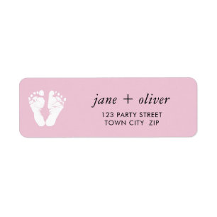 Étiquette PINK BABY PIEDS mignonnes empreintes de pied
