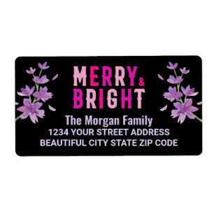 Étiquette Pink Black Christmas Holiday Party Retour Adresse