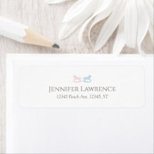 Pink Blue rocking horse Address Labels