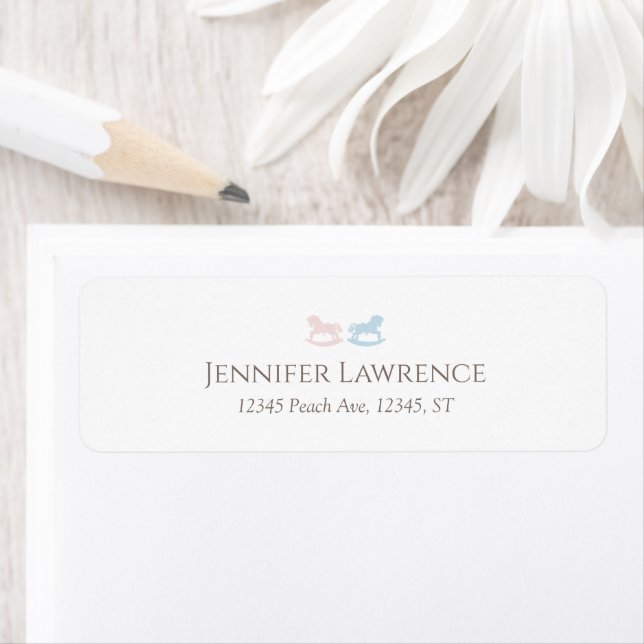 Étiquette Pink Blue rocking horse Address Labels (En situation)