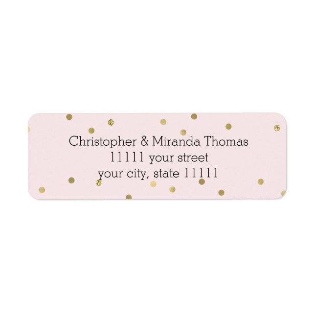 Étiquette Pink Blush Gold Sparkle Confetti Personnalisé (Devant)