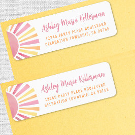 Étiquette Pink Boho Sun Adresse de retour