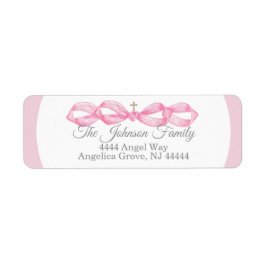 Étiquette Pink Bow Baptism Envelope Return Address Label