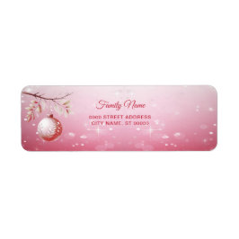 Étiquette Pink Christmas Ball Adresse de retour