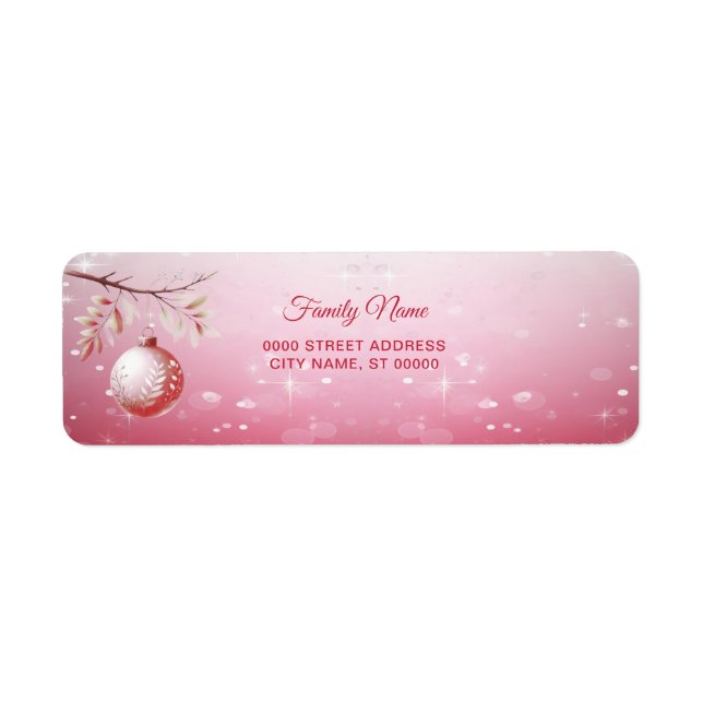 Étiquette Pink Christmas Ball Adresse de retour (Devant)