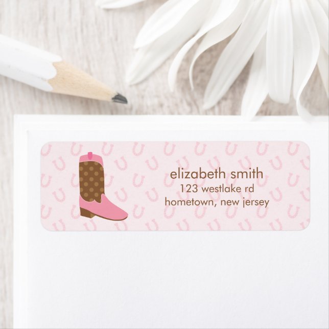 Étiquette Pink Cowgirl Boot Western (En situation)