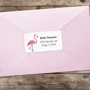 Étiquette Pink Flamingo Return Address Cute Stylish