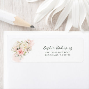 Étiquette Pink Floral Rustic Script Retourner l'adresse