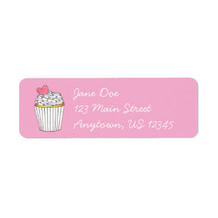 Étiquette Pink Frosted Heart Cake Cupcake Love Fête des mari