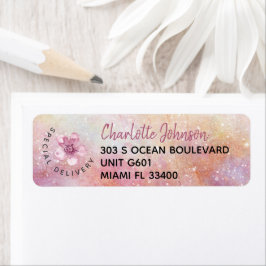 Étiquette Pink Galaxy Flower Adresse de retour de livraison 