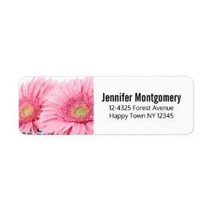 Étiquette Pink Gerbera Daisies Elegant Photo