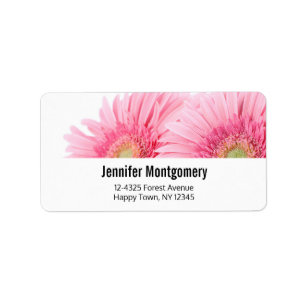 Étiquette Pink Gerbera Daisies Elegant Photo