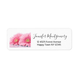 Étiquette Pink Gerbera Daisies Elegant Photo