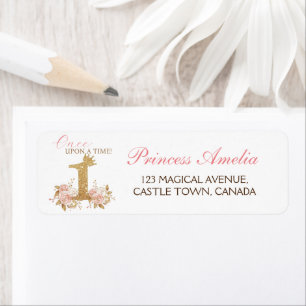 Étiquette Pink Gold Couronne Princesse Premier anniversaire