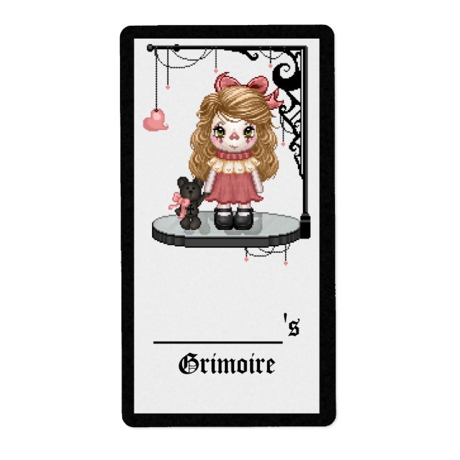 Étiquette Pink Gothique Love Doll Pixel Art (Devant)