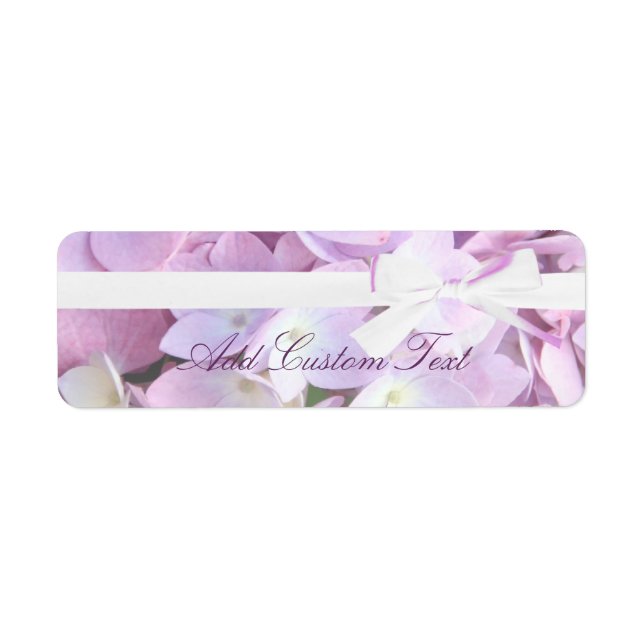 Étiquette Pink Hydrangeas Ribbon Mariage Adresse/Livraison (Devant)