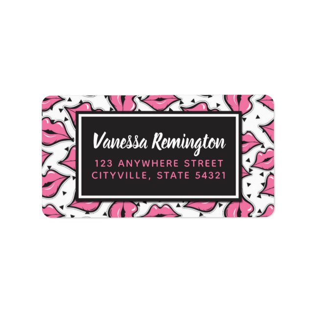 Étiquette Pink Lip Kiss Lipstick & Beauty Distributeur Perso (Devant)