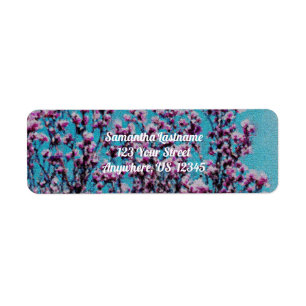 Étiquette Pink Magnolia Blossoms Blue Sky Painting Adresse