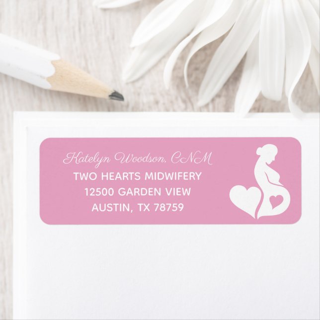 Étiquette Pink Midwoman Doula ou OBGYN Adresse de retour (En situation)